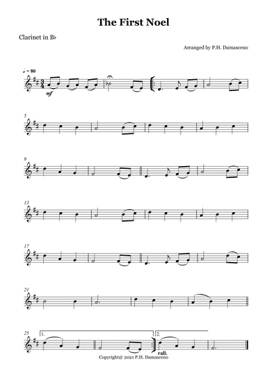 The First Noel - Clarinet in Bb Solo (arr. P.H. Damasceno)