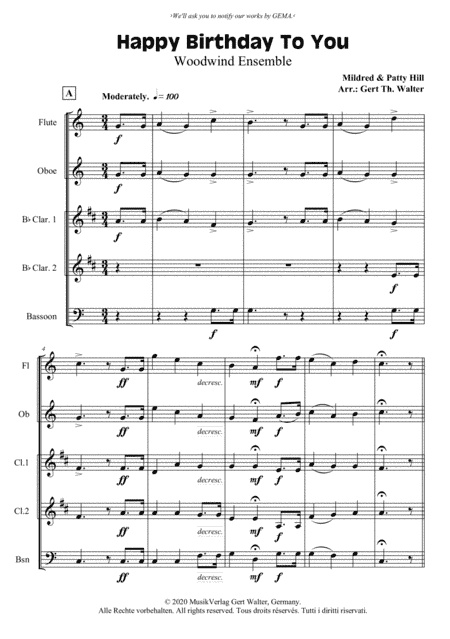 Happy Birthday To You (arr. Gert Th. Walter)