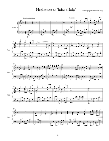 Meditation on "Infant Holy" for Piano