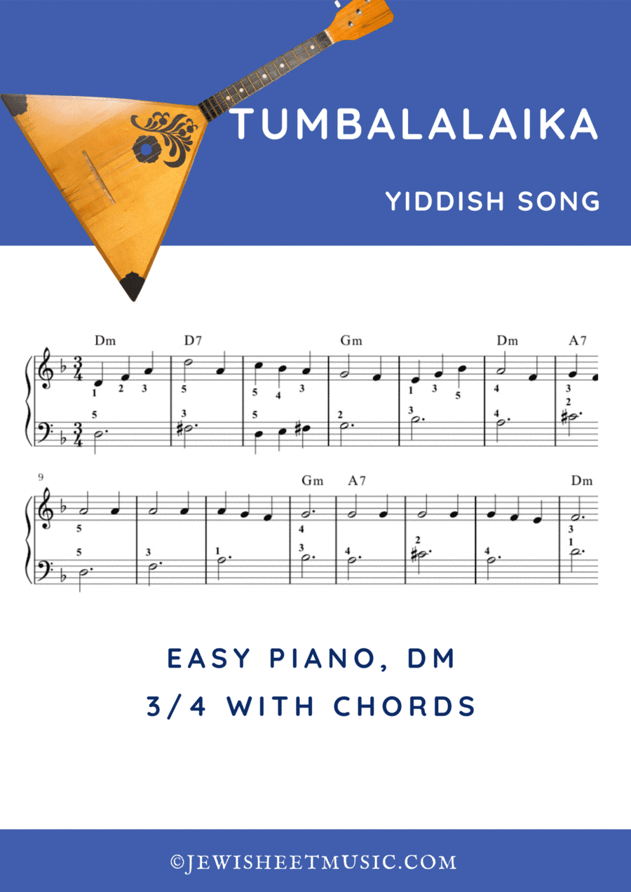 Tumbalalaika | Easy piano sheet music | Jewish yiddish song טום־באַלאַלײַקע (arr. Rivka Sloboder)