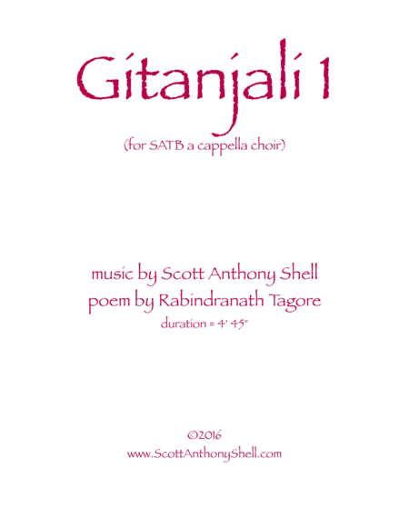 Gitanjali 1 (SATB a cappella choir)