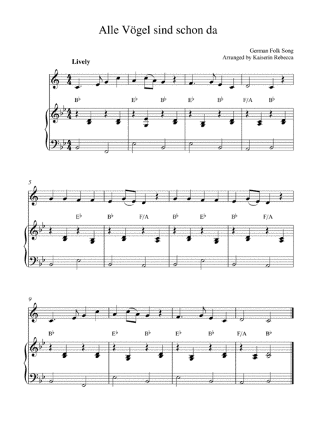 Alle Vögel sind schon da (All the Birds are there/ Spring Song) (arr. Kaiserin Rebecca)