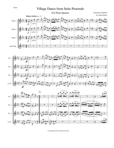 Chabrier - Village Dance for flute quartet (arr. John Gibson)