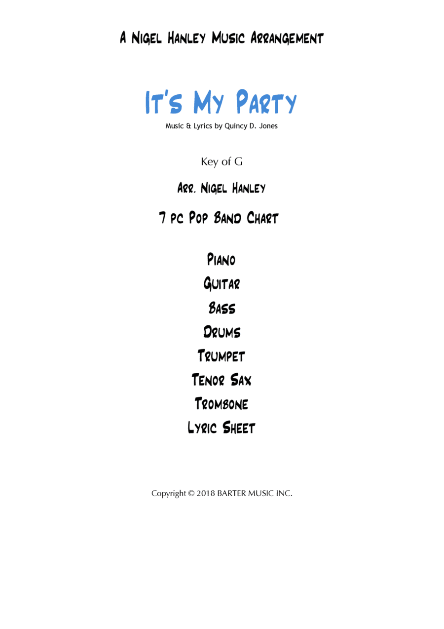 It's My Party (arr. Nigel Hanley)