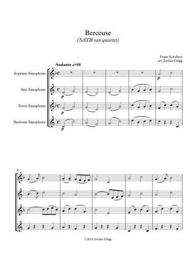 Berceuse (sax quartet) (arr. Jordan Grigg)