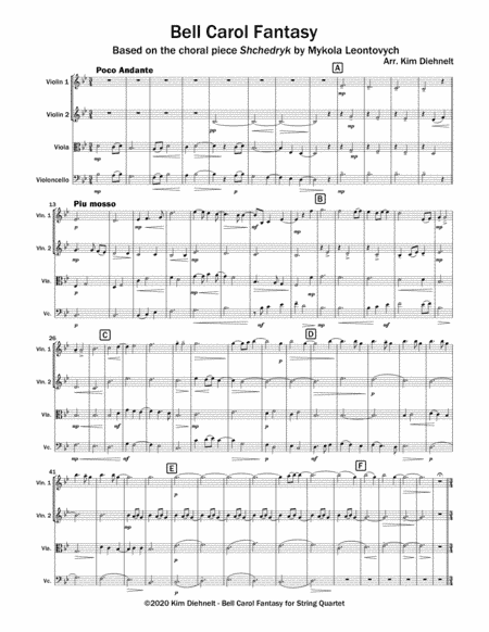 Bell Carol Fantasy for String Quartet (arr. Kim Diehnelt)