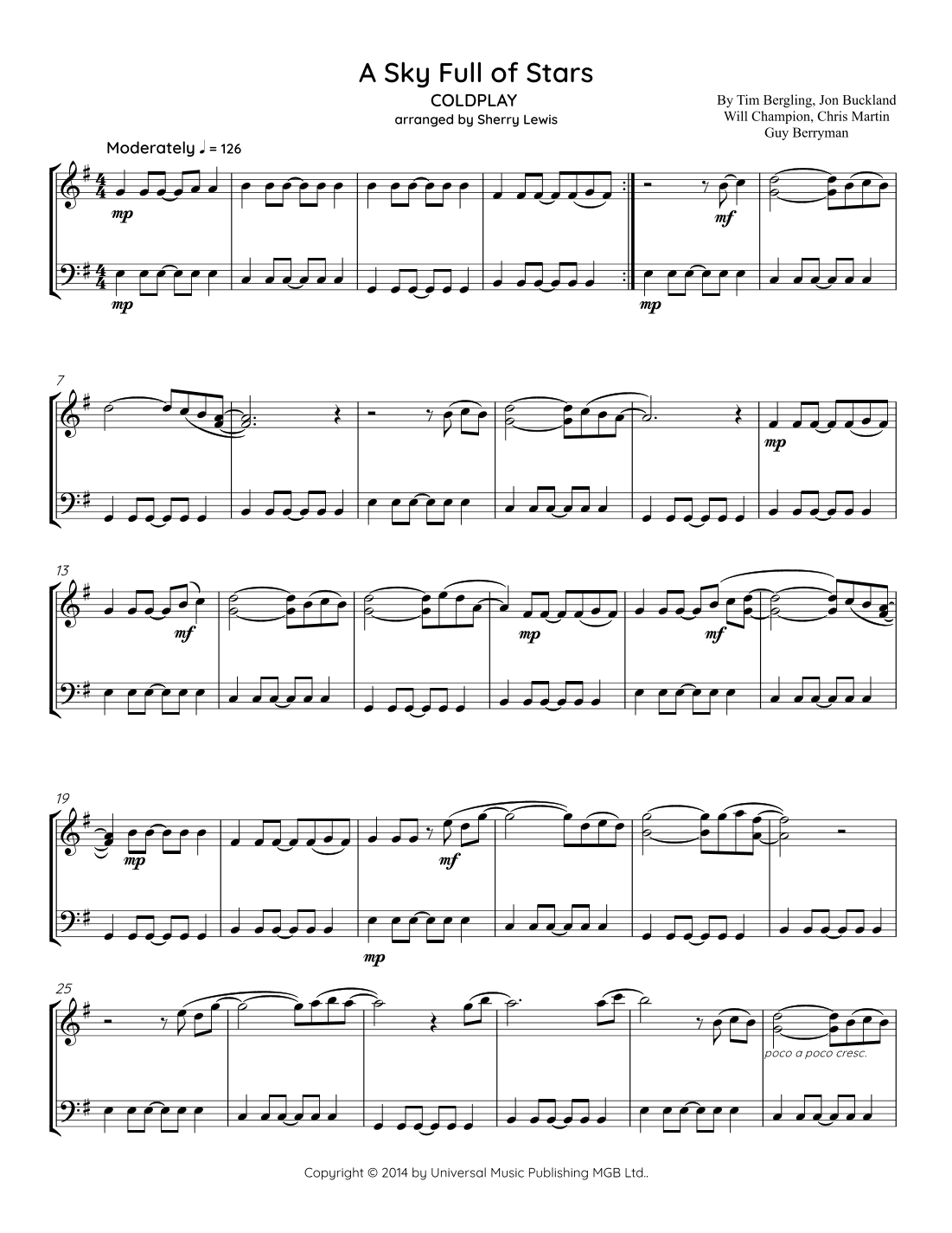 A Sky Full Of Stars (arr. Sherry Lewis)