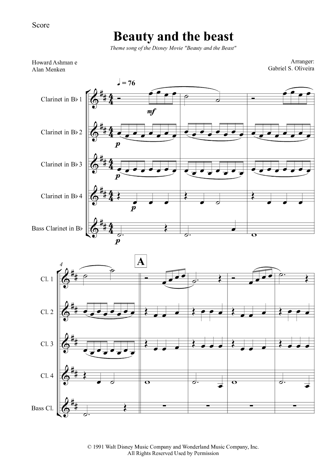 Beauty And The Beast (arr. Gabriel Oliveira)