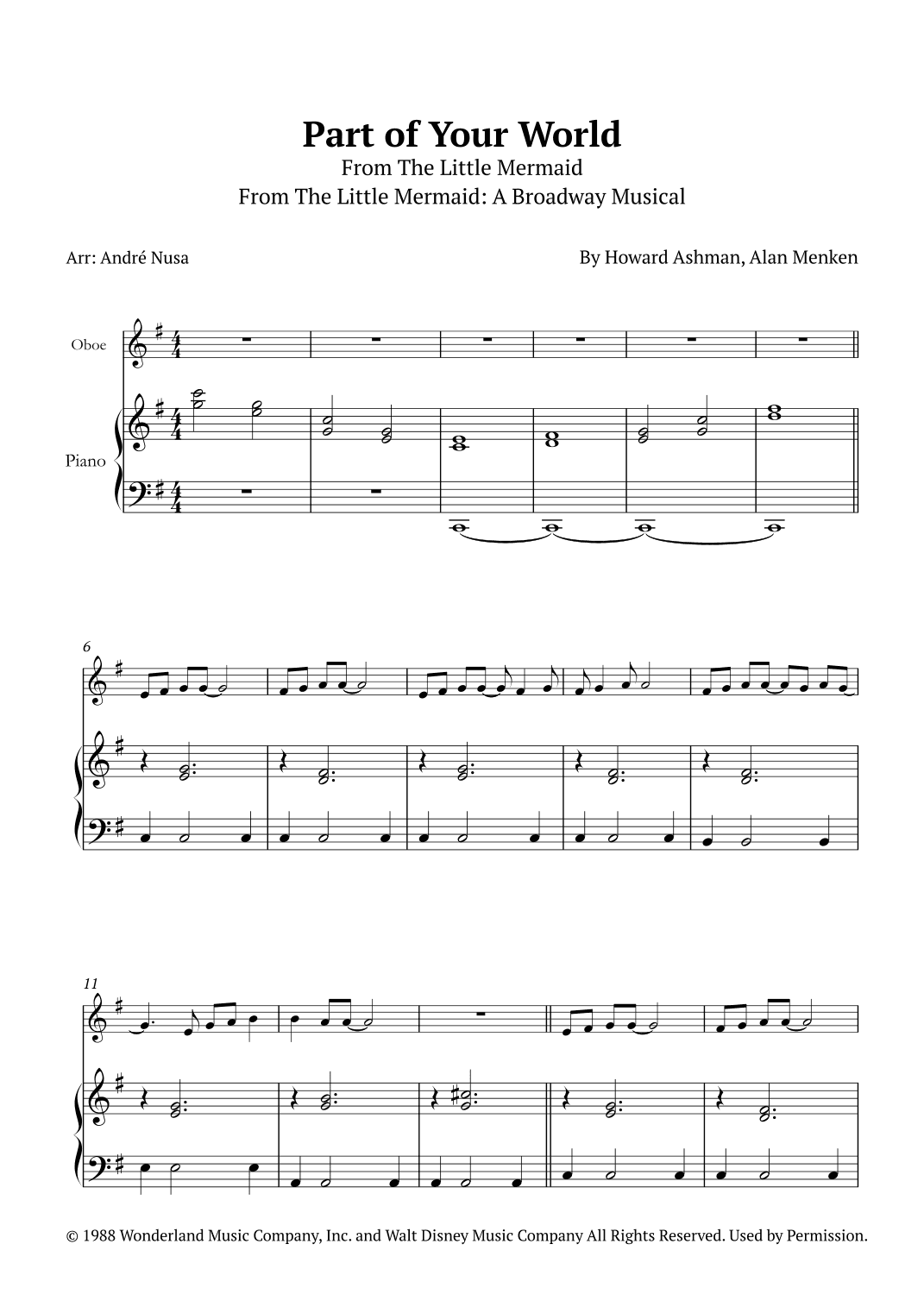 Part Of Your World (arr. André Nusa)