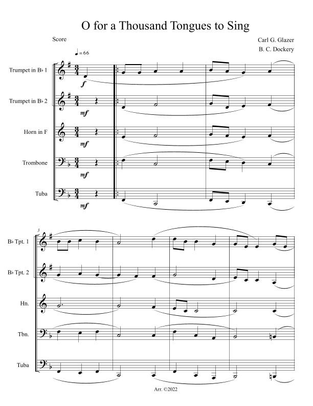 O for a Thousand Tongues to Sing (Brass Quintet) (arr. B. C. Dockery)