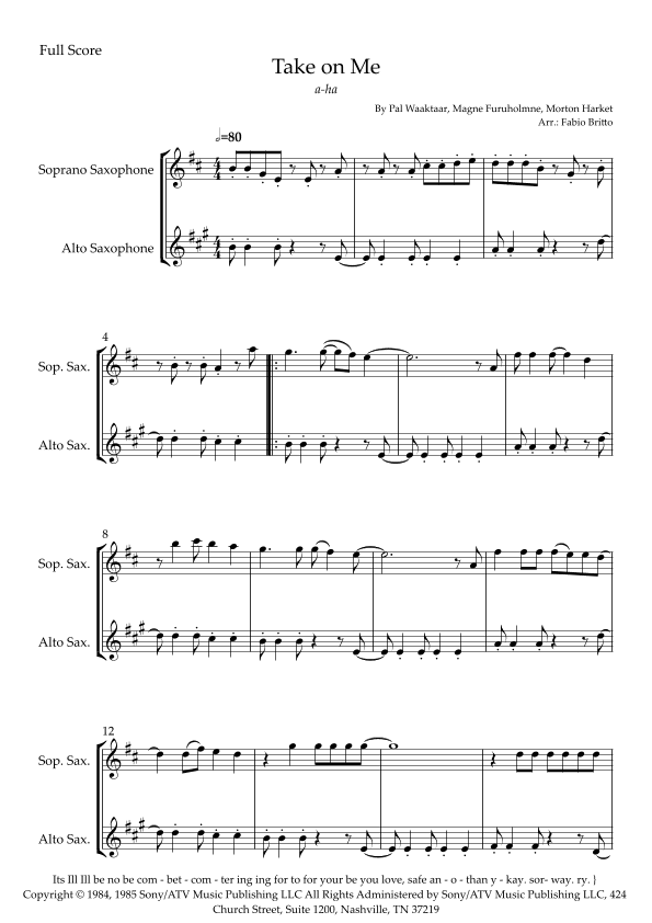 Take On Me (arr. Fabio Britto)