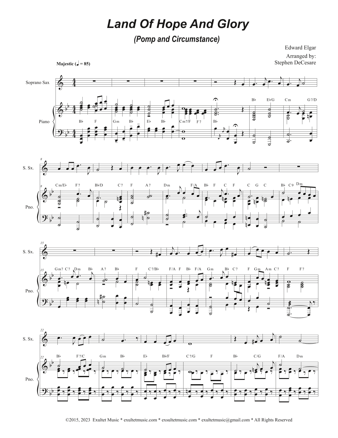 Land Of Hope And Glory (Pomp and Circumstance) (Soprano Saxophone and Piano) (arr. Stephen DeCesare)