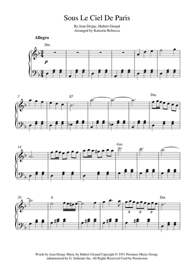 Sous Le Ciel De Paris (arr. Kaiserin Rebecca)