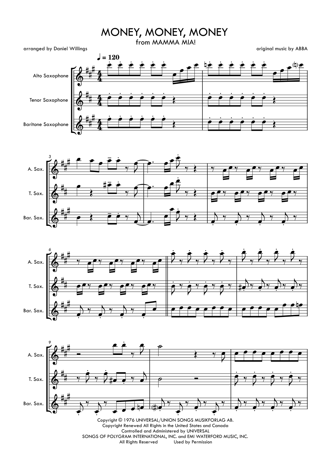 Money, Money, Money (arr. Daniel Willings)