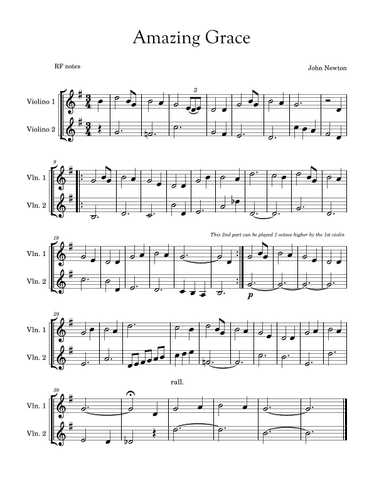 Amazing Grace (arr. RF notes)