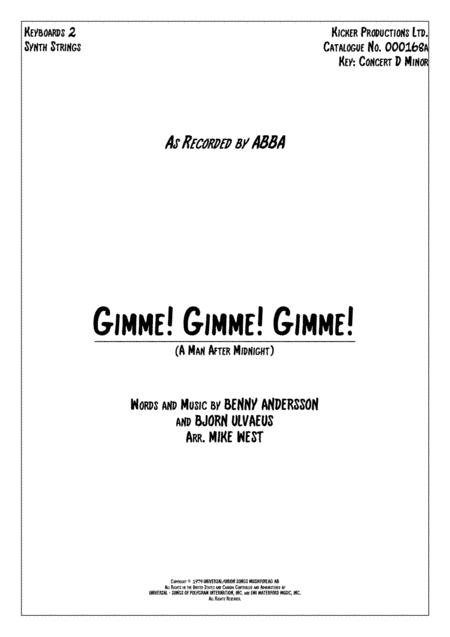 Gimme! Gimme! Gimme! (a Man After Midnight) (arr. Mike West)