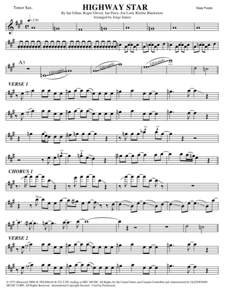 Highway Star (arr. Jorge Juárez)
