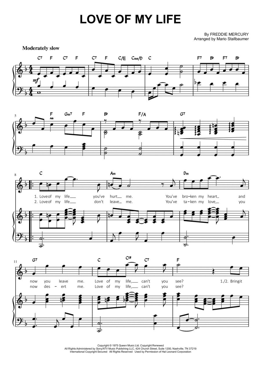 Love Of My Life (arr. Mario Stallbaumer)