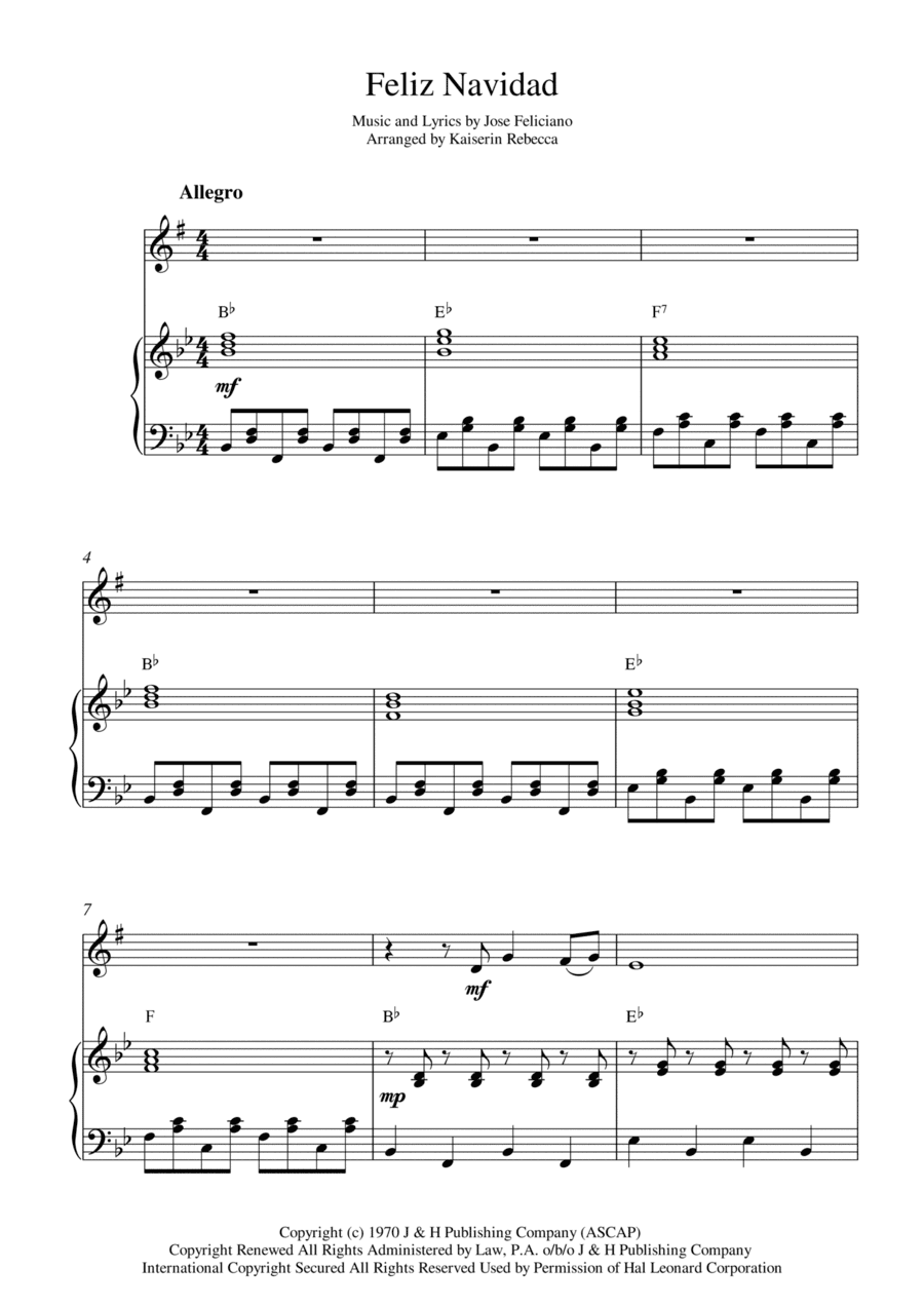 Feliz Navidad (arr. Kaiserin Rebecca)