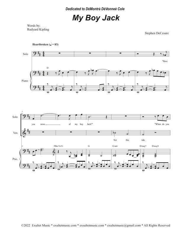 My Boy Jack (Vocal Duet)