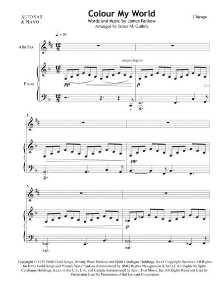 Colour My World (arr. James M. Guthrie, ASCAP)