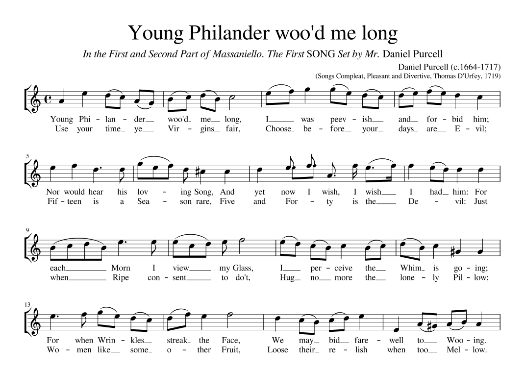 Young Philander woo'd me long (arr. Early Music Scores)