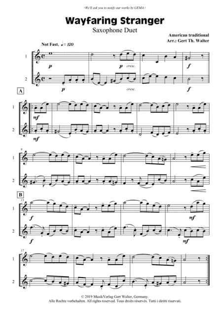 Wayfaring Stranger (arr. Gert Th. Walter)