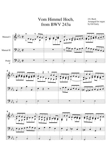 Vom Himmel hoch from Magnificat, BWV 243a (arrangement for organ) (arr. Gil Garty)