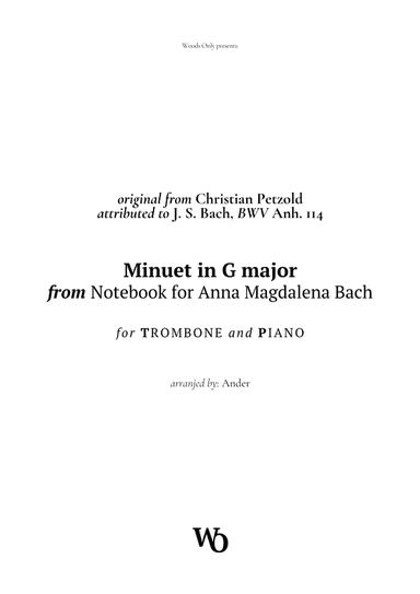 Minuet in G major by Bach for Trombone (arr. Ander)