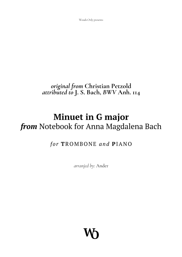 Minuet in G major by Bach for Trombone (arr. Ander)