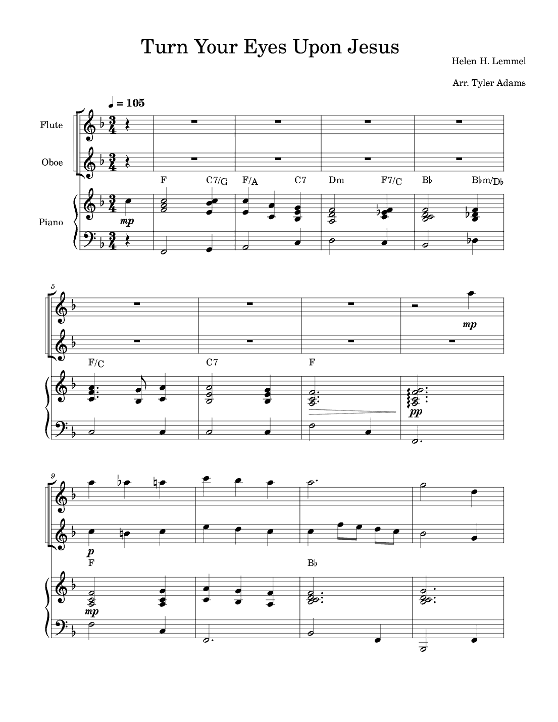 Turn Your Eyes Upon Jesus (Flute and Oboe Duet with Piano) (arr. Tyler Adams)