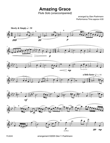 2 FLUTE SOLOS - ABIDE WITH ME and AMAZING GRACE (unaccompanied) (arr. Glen Poehlmann)