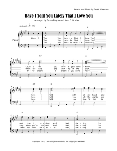 Have I Told You Lately That I Love You (arr. Dave Gingras and John E. Dosher)