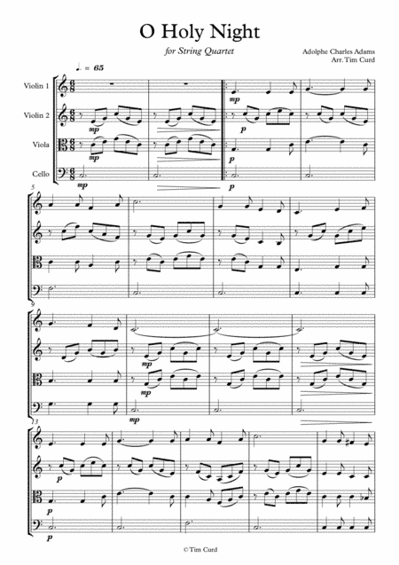 O Holy Night for String Quartet (arr. Tim Curd)
