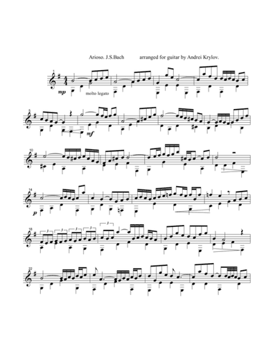 J.S.Bach - Arioso from Cantata BWV 156 - Adagio, arranged for classical guitar by Andrei Krylov (arr. Andrei Krylov)