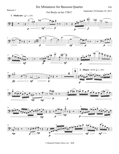 Six Miniatures For Bassoon Quartet (2015) ... bassoon 1 part