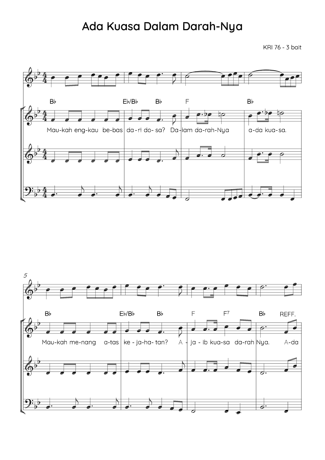 Power in the Blood - Score Only (arr. Angie Wiranata)
