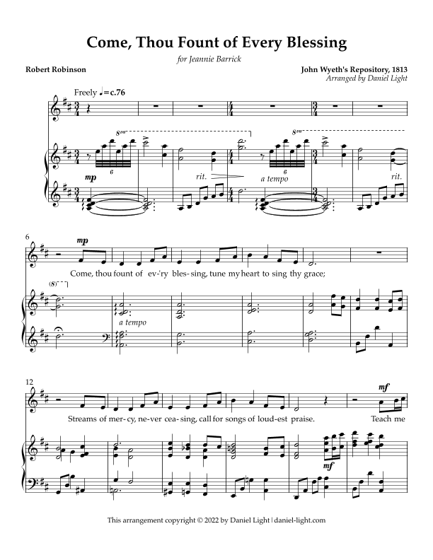 Come, Thou Fount of Every Blessing (arr. Daniel Light)