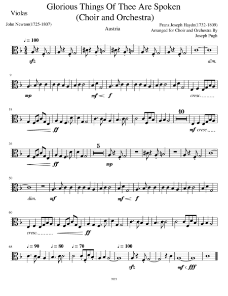 Glorious Things Of Thee Are Spoken (Choir and Orchestra) (arr. Joseph Pugh)
