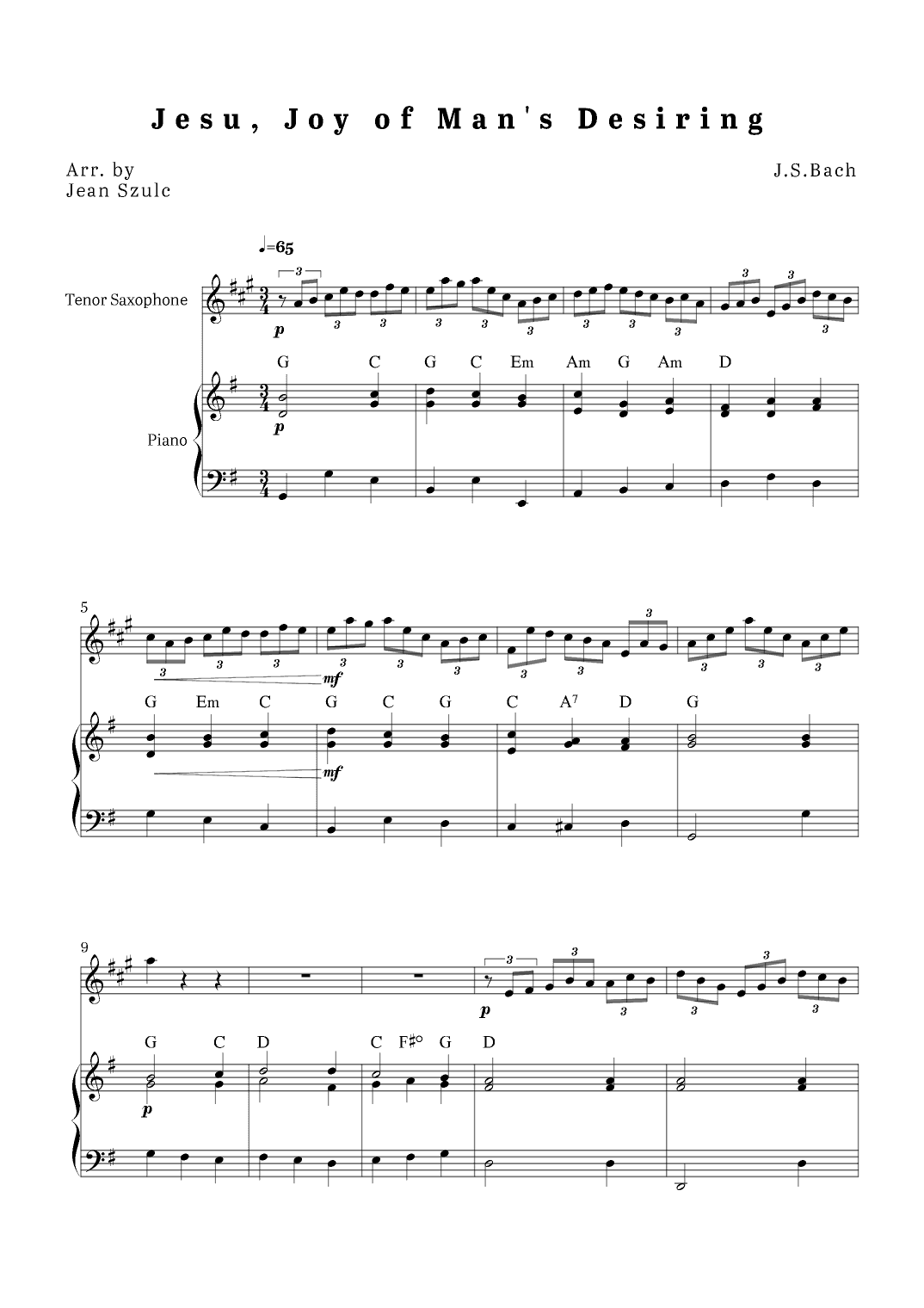 Jesu, Joy of Man's Desiring (arr. Jean Szulc)