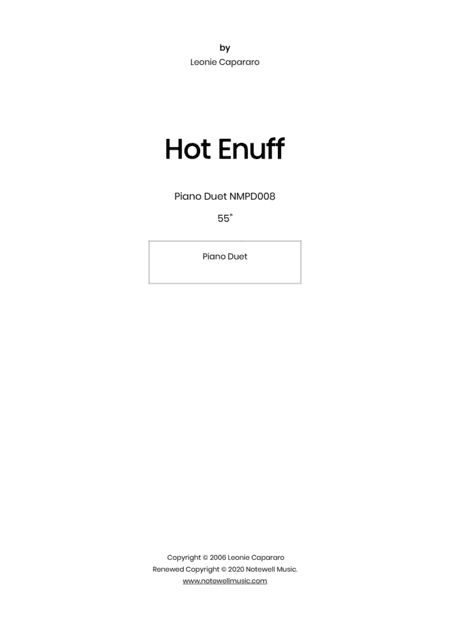 Hot Enuff (Piano duet)