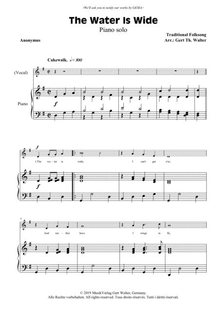 The Water Is Wide (arr. Gert Th. Walter)