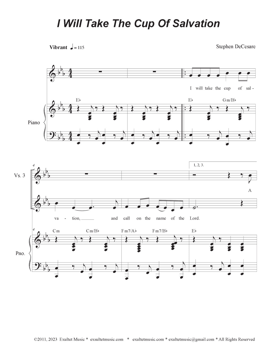 I Will Take The Cup Of Salvation (Unison choir)