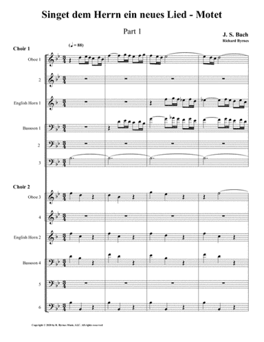 Singet dem Herrn ein neues Lied Motet, Part 1 by J.S. Bach (Double Double-reed Choir) (arr. Richard Byrnes)