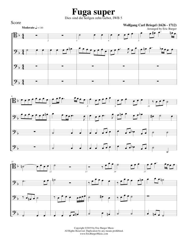 Fuga super for Trombone or Low Brass Quartet (arr. Eric Burger Music)