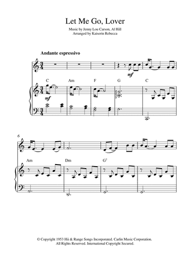Let Me Go, Lover! (arr. Kaiserin Rebecca)