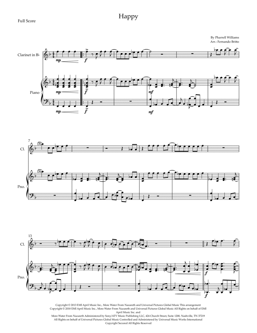 Happy (arr. Fernando Britto)