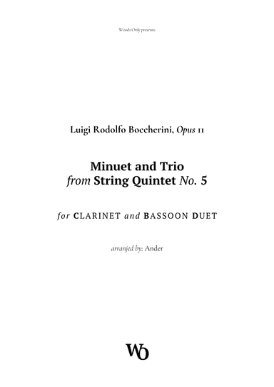 Minuet by Boccherini for Clarinet and Bassoon (arr. Ander)