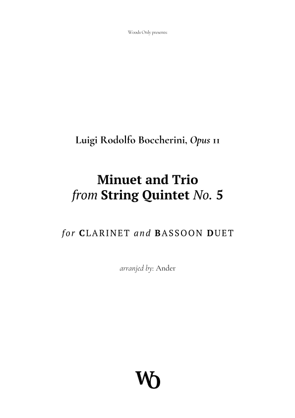 Minuet by Boccherini for Clarinet and Bassoon (arr. Ander)