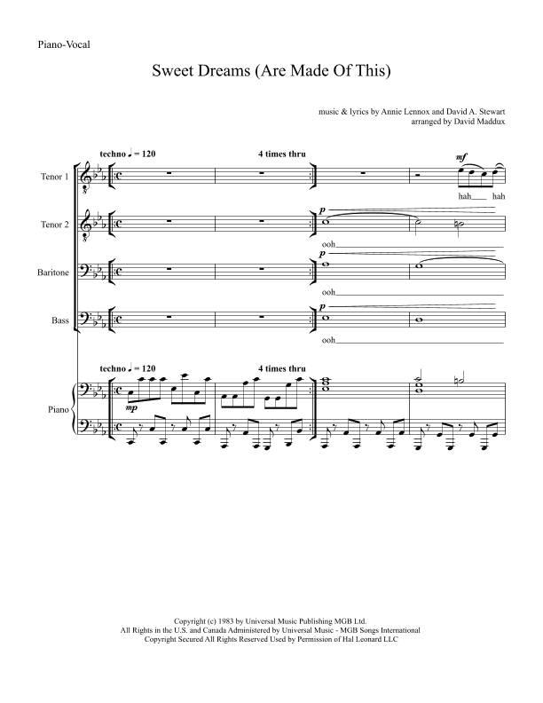 Sweet Dreams (Are Made Of This) (arr. David Maddux)